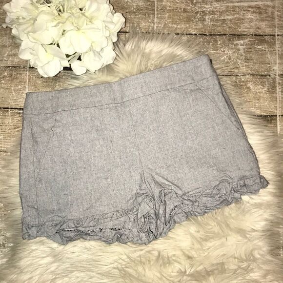 Loft Petites Flat Front Trouser Shorts Ruffle - Picture 1 of 8